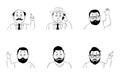 Set of men face icons.Vector illustration.Linear silhouette on a white background