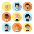 Set of Men Faces Icons in Flat Design Royalty Free Stock Photo