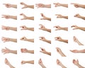 Set of men make various hand gestures isolated