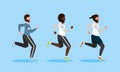 Set men running practice exercise