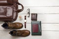 Set of men`s clothing and accessories. Hipster concept Royalty Free Stock Photo