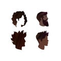 Set of Men`s Profiles. Vector Male Hairstyles. Template Face Silhouettes. Abstract Logo Concept