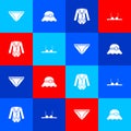 Set Men underpants, Elegant women hat, Blazer or jacket and Bra icon. Vector Royalty Free Stock Photo