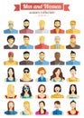 Set of Men and Women Avatars Icons. Colorful Male and Female Faces Icons Set. Flat Style Design.