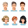 Set of men and women in different hair.