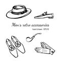 Set mens classic clothing accessories hand drawn