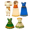 A set of mens and womens clothing in the style of ancient Egypt. Vector illustration.