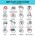 Set of Mental Activity icons, flat editable line vector illustration Royalty Free Stock Photo