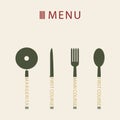 Set menu bullet in the form of cutlery counter appliances