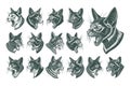 Set of meowing havana brown cat head vector design