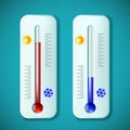 Set mercury thermometers. Heat and cold. Stock illustrati