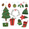 Set of merry christmas design elements stock illustration Collection