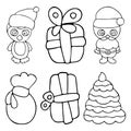 Set of Merry Christmas in doodle style. Royalty Free Stock Photo