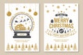 Set of Merry Christmas and 2020 Happy New Year flyer, greeting cards. Set quotes with snowflakes, santa claus, snow Royalty Free Stock Photo
