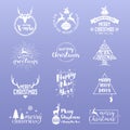 Set of Merry Christmas and Happy New Year Logo Icon