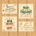 Set of Merry Christmas and 2023 Happy New Year retro postage stamp with snowflakes, snowman, santa claus, candy, sweet Royalty Free Stock Photo