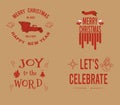 Set of Merry Christmas & Happy new year typographic design for covers, invitations, posters, banners and flyers. Royalty Free Stock Photo