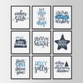 Set with Merry Christmas and Happy New Year vintage gift tags and cards with calligraphy. Handwritten lettering. Hand Royalty Free Stock Photo