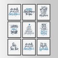 Set with Merry Christmas and Happy New Year vintage gift tags and cards with calligraphy. Handwritten lettering. Hand Royalty Free Stock Photo