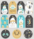 Set Merry Christmas and New Year gift tags and cards.