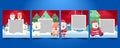 Set Merry Christmas Social media template, greeting card, poster and flyer with cute Christmas character. santa claus, Polar Bear Royalty Free Stock Photo