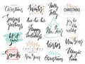 Set of Merry Christmas text, hand drawn lettering and Happy New Year typography design. For cards, invitations, posters, flyers, l Royalty Free Stock Photo