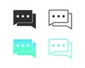 Set of message icon. Two chat square speech message bubbles with three dots. Comment or chat icon.