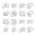 Set of 16 message thin line icons.
