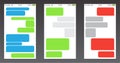 Set of Messenger UI User Interface. Short Message Service Bubbles. Text chat sms boxes. Empty messaging bubbles template