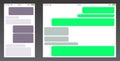 Set of Messenger UI User Interface. Short Message Service Bubbles. Text chat sms boxes. Empty messaging bubbles template