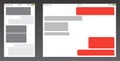 Set of Messenger UI User Interface. Short Message Service Bubbles. Text chat sms boxes. Empty messaging bubbles template
