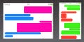 Set of Messenger UI User Interface. Short Message Service Bubbles. Text chat sms boxes. Empty messaging bubbles template