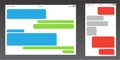 Set of Messenger UI User Interface. Short Message Service Bubbles. Text chat sms boxes. Empty messaging bubbles template