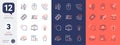 Set of Messenger, Work home and Hold box line icons. For design. Vector