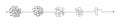 Set of messy clew symbols connected between them line of symbols with scribbled element