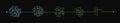 Set of messy clew symbols connected between them, line of symbols with scribbled elements