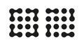 Set of Metaball logotype. Dots connected icon. Circles illusioned pattern. Modern integration symbol.