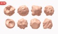 Set of Metaball shapes of objects realistic 3d design. Collection Meteorites asteroids comet Round ball spherical