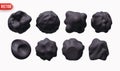 Set of Metaball shapes of objects realistic 3d design. Collection Meteorites asteroids comet Round ball spherical