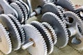 Set of metal mechanical gear cog wheels closeup Royalty Free Stock Photo