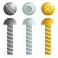 Set of metal screws, bolts icons. Royalty Free Stock Photo