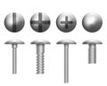 Set of metal shiny screws and bolts. Royalty Free Stock Photo