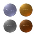 Set of 4 metallic finished Medals Royalty Free Stock Photo