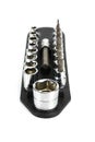 Set of metallic socket and bit set isolated Royalty Free Stock Photo