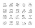 Set of Metallurgy Industry Line Icons. Metal-cutting Machine, Conveyor and more.
