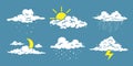 Set of meteorological icons with cloud