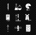 Set Meteorology thermometer measuring, Test tube and flask chemical laboratory, Pie chart infographic, Pipette