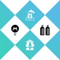 Set Metro or Underground, Ukrainian woman, cossack and Two towers Dnipro icon. Vector