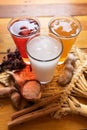 Set of mexican fresh water also called `aguas frescas` Royalty Free Stock Photo
