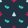 Set Mexican man sombrero, Nachos and Beans on seamless pattern. Vector Royalty Free Stock Photo